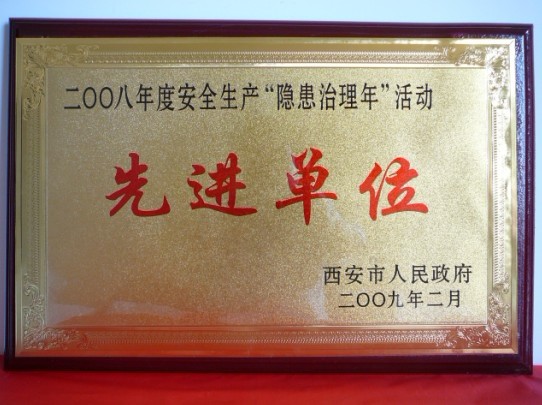 2009年2月，被西安市人民政府評為2008年度安全生產(chǎn)“隱患治理年”活動先進(jìn)單位